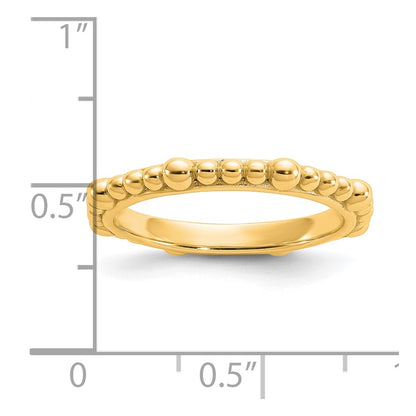 Sterling Silver Stackable Expressions Gold-plated Beaded Ring