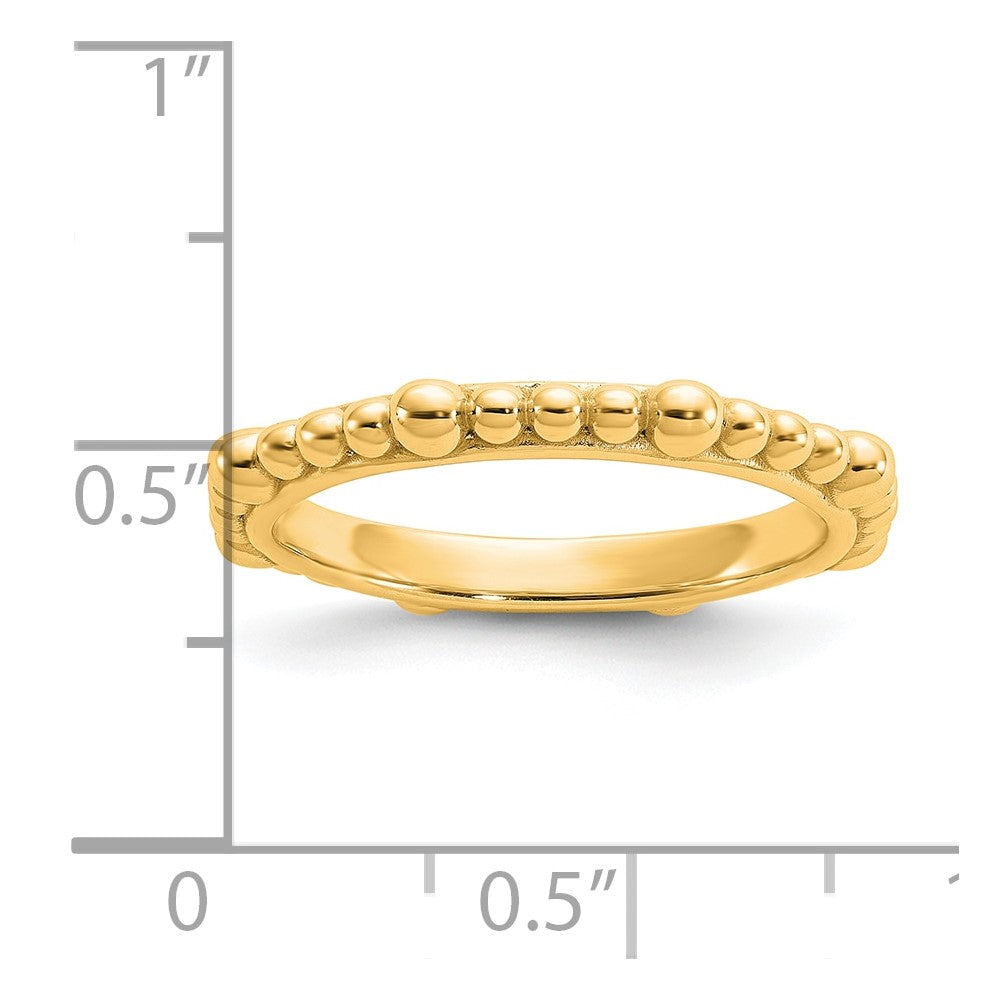 Sterling Silver Stackable Expressions Gold-plated Beaded Ring