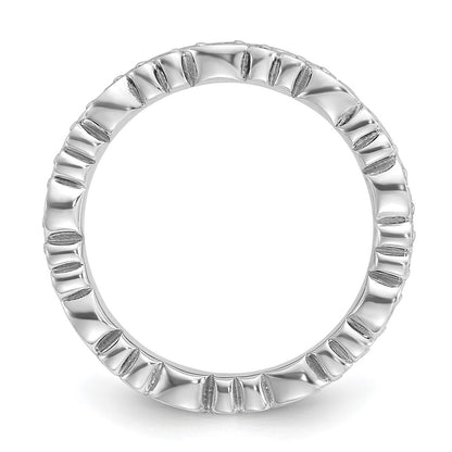 Sterling Silver Stackable Expressions Rhod-plated Swirl Design Ring