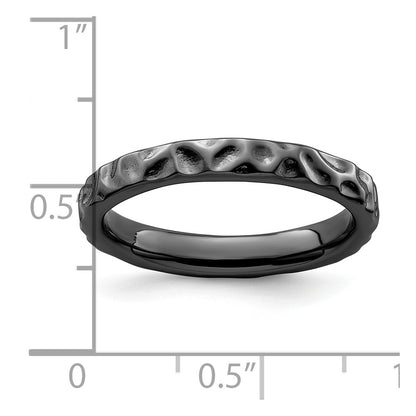 Sterling Silver Stackable Expressions Black-plated Ring