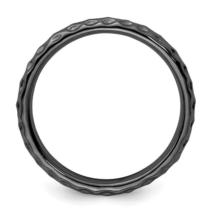 Sterling Silver Stackable Expressions Black-plated Ring