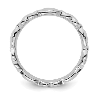 Sterling Silver Stackable Expressions Rhodium Hearts Ring
