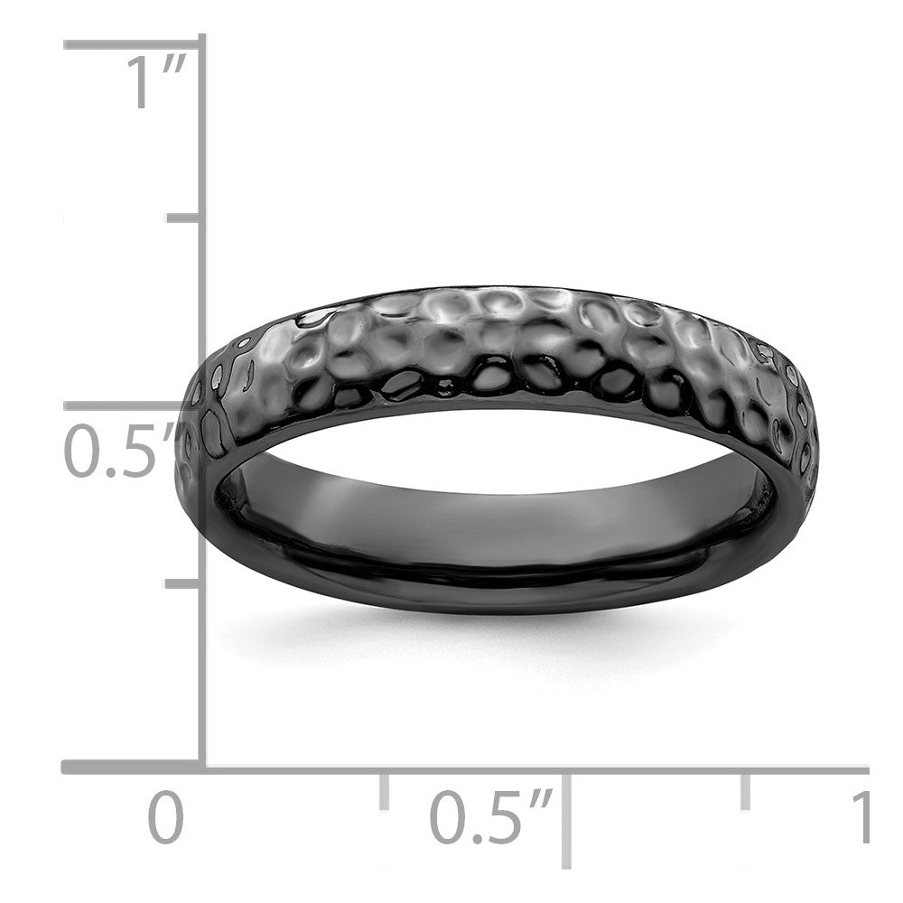 Sterling Silver Stackable Expressions Black-plated Ring