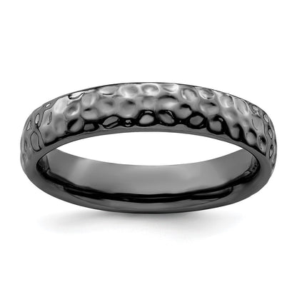 Sterling Silver Stackable Expressions Black-plated Ring