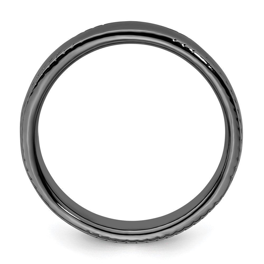 Sterling Silver Stackable Expressions Black-plated Ring