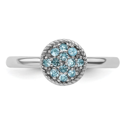 Sterling Silver Stackable Expressions Blue Topaz Rhodium Ring