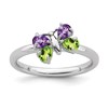 Sterling Silver Stackable Expressions Amethyst & Peridot Butterfly Ring