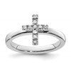 Sterling Silver Stackable Expressions Cross Diamond Ring