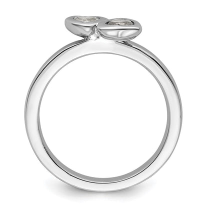Sterling Silver Stackable Expressions White Topaz Double Heart Ring