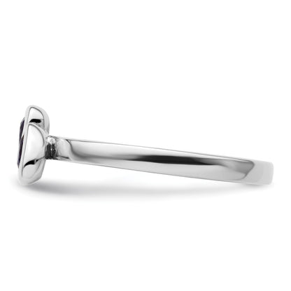 Sterling Silver Stackable Expressions Cr. Sapphire Double Heart Ring
