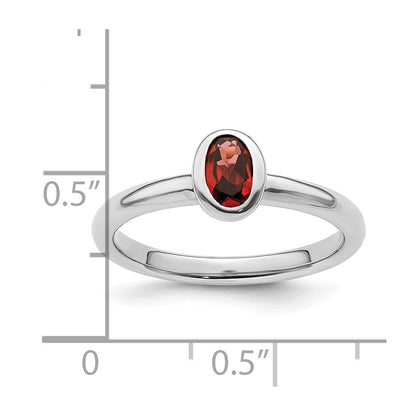 Sterling Silver Stackable Expressions Oval Garnet Ring