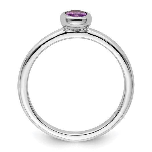 Sterling Silver Stackable Expressions Oval Amethyst Ring