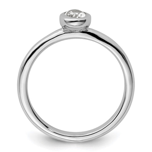 Sterling Silver Stackable Expressions Oval White Topaz Ring