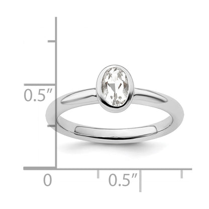 Sterling Silver Stackable Expressions Oval White Topaz Ring