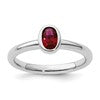 Sterling Silver Stackable Expressions Oval Created Ruby Ring