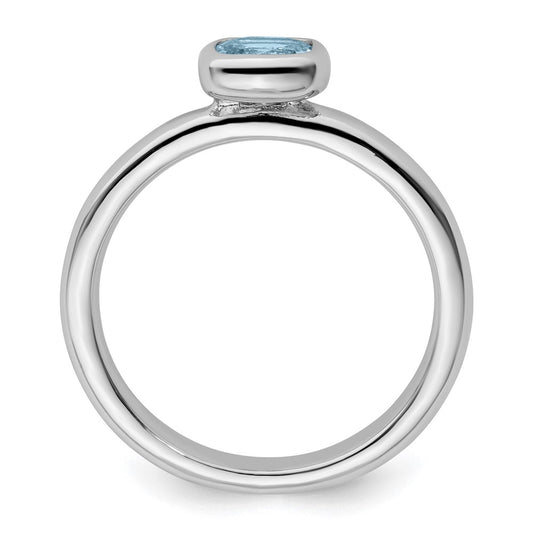 Sterling Silver Stackable Expressions Cushion Cut Aquamarine Ring