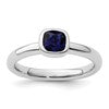 Sterling Silver Stackable Expressions Cushion Cut Cr. Sapphire Ring