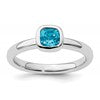 Sterling Silver Stackable Expressions Cushion Cut Blue Topaz Ring