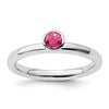SS Stackable Expressions High 4mm Round Pink Tourmaline Ring