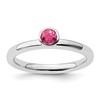 SS Stackable Expressions High 4mm Round Pink Tourmaline Ring