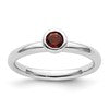 Sterling Silver Stackable Expressions Low 4mm Round Garnet Ring
