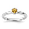 Sterling Silver Stackable Expressions Low 4mm Round Citrine Ring