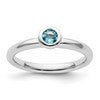 Sterling Silver Stackable Expressions Low 4mm Round Blue Topaz Ring