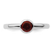 Sterling Silver Stackable Expressions Low 5mm Round Garnet Ring