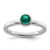 Sterling Silver Stackable Expressions Low 5mm Round Cr. Emerald Ring