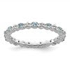 Sterling Silver Stackable Expressions Aquamarine & Diamond Ring