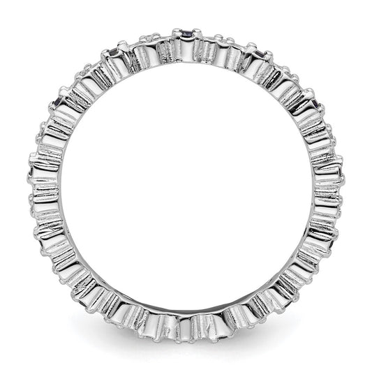 Sterling Silver Stackable Expressions Cr. Sapphire & Diamond Ring