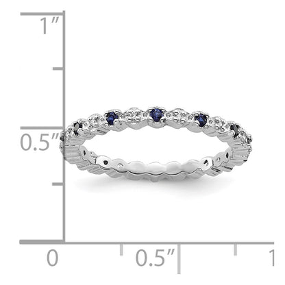 Sterling Silver Stackable Expressions Cr. Sapphire & Diamond Ring