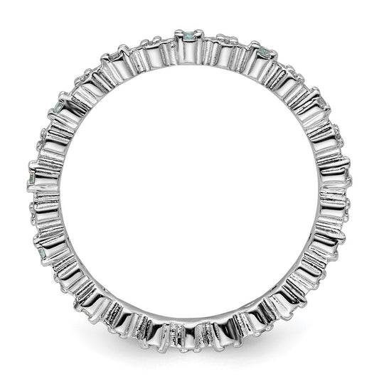 Sterling Silver Stackable Expressions Blue Topaz & Diamond Ring