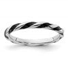 Sterling Silver Stackable Expressions Twisted Black Enameled Ring