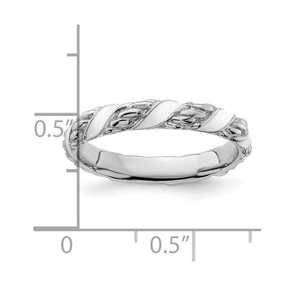 Sterling Silver Stackable Expressions Polished White Enameled Ring