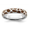 Sterling Silver Stackable Expressions Polished Enameled Animal Print Ring