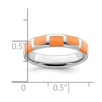 Sterling Silver Stackable Expressions Polished Orange Enameled Ring