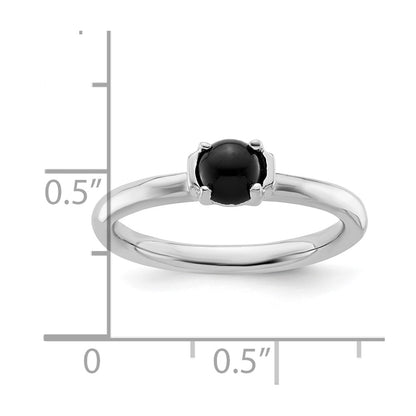 Sterling Silver Stackable Expressions Polished Black Agate Ring