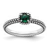 Sterling Silver Stackable Expressions Polished Cr. Emerald Ring