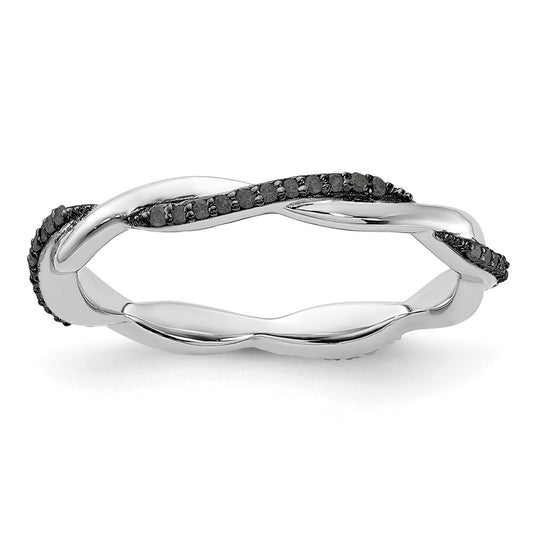 Sterling Silver Stackable Expressions Polished Black Diamond Ring