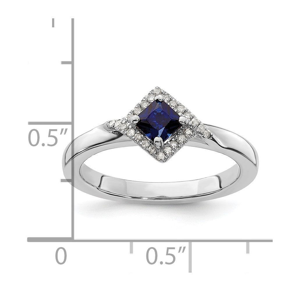 Sterling Silver Stackable Expressions Polished Cr. Sapphire & Dia Ring