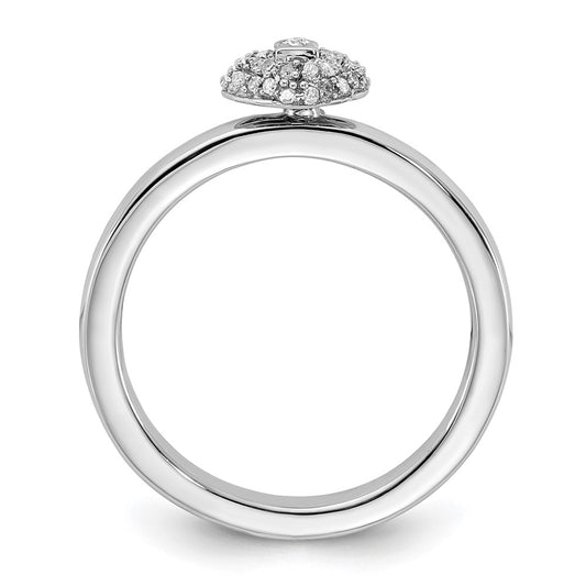 Sterling Silver Stackable Expressions Polished Diamond Heart Lock Ring