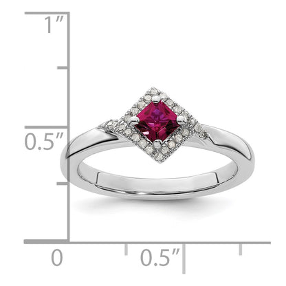Sterling Silver Stackable Expressions Polished Cr. Ruby & Dia Ring