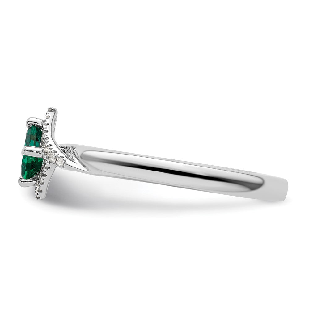 Sterling Silver Stackable Expressions Polished Cr. Emerald & Dia Ring