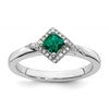 Sterling Silver Stackable Expressions Polished Cr. Emerald & Dia Ring