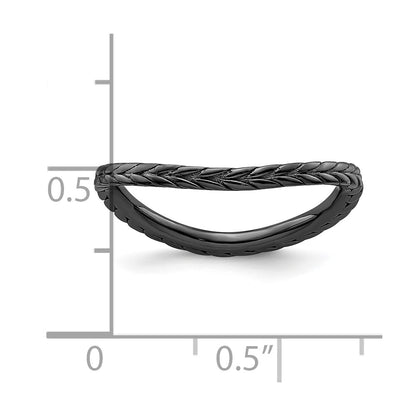 Sterling Silver Stackable Expressions Polished Black-plated Wave Ring