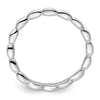 Sterling Silver Stackable Expressions Polished Rhodium-plate Wave Ring