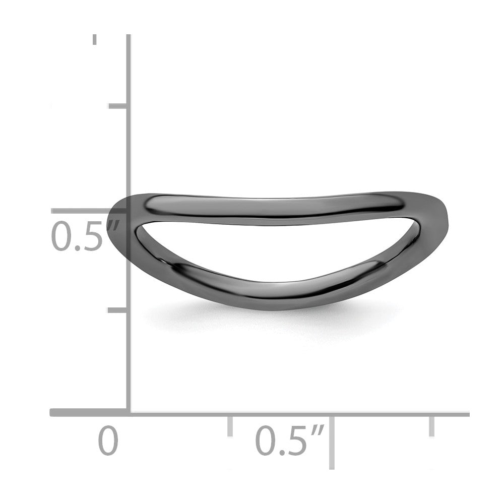 Sterling Silver Stackable Expressions Polished Black-plated Wave Ring