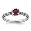 Sterling Silver Stackable Expressions Checker-cut Rhodolite Garnet Ring