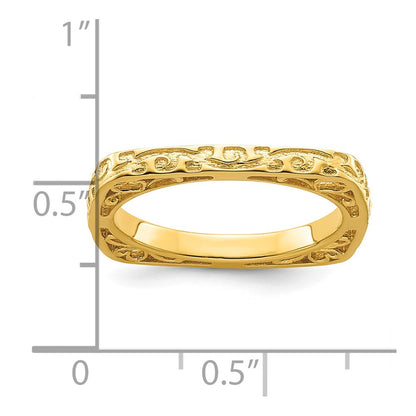 Sterling Silver Stackable Expressions Polished Gold-plated Square Ring